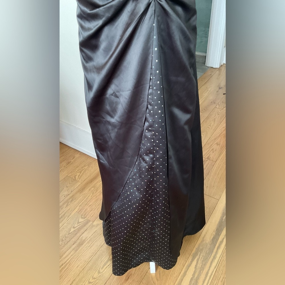 Blondie Nites Satin Evening Gown | Foil Dot Panel | Corset Back | Size 19 - Picture 4 of 5